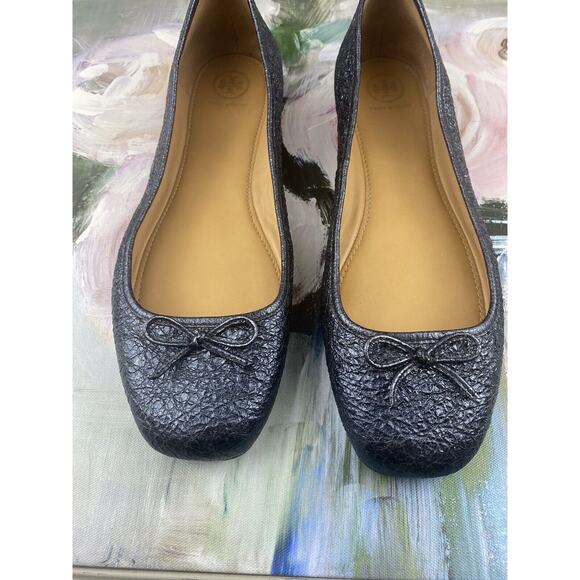 Tory Burch Laila Ballet Flat in Blue Metallic Size 11 - Picture 3 of 11